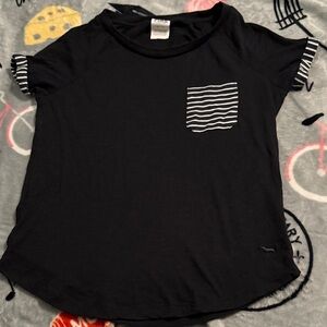 PINK Victoria's Secret Black Tee with Striped Pocket